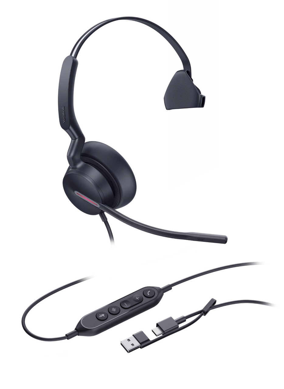 1308242 , Yealink UH46 Mono USB-C/A Headset Wired Head-band Office/Call center USB Type-C / USB Type-A Black - 1308242