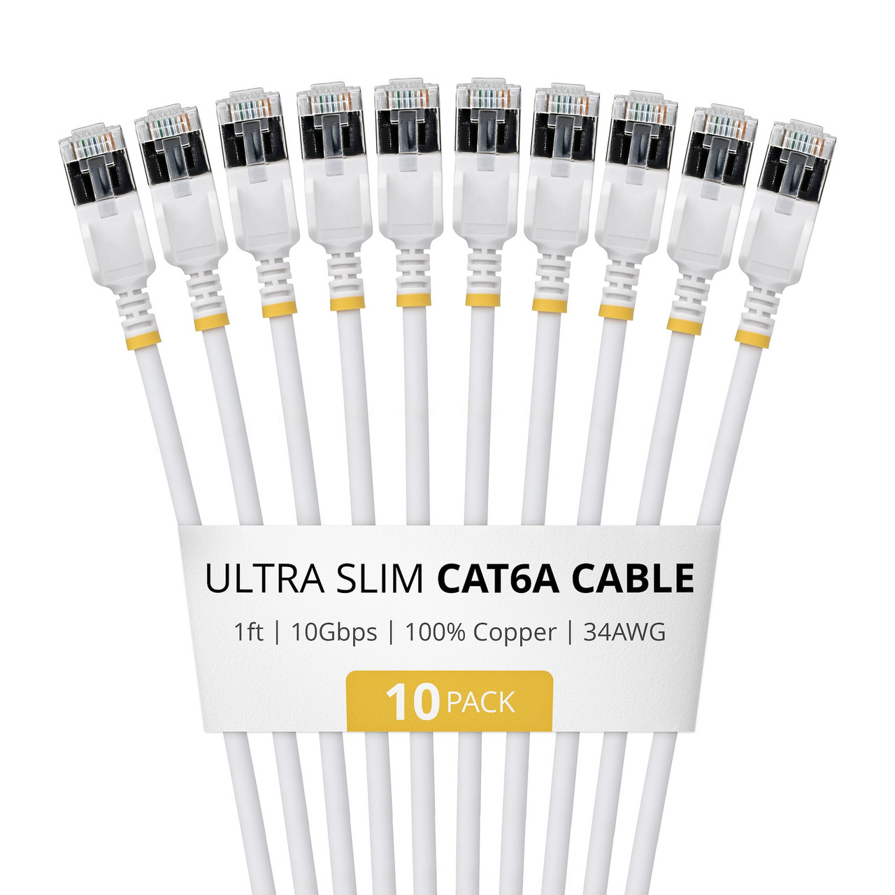 6ASTP34WHS1FT10PK , StarTech.com 6ASTP34WHS1FT10PK networking Cable White 12" (0.305 m) Cat6a U/FTP (STP) Round