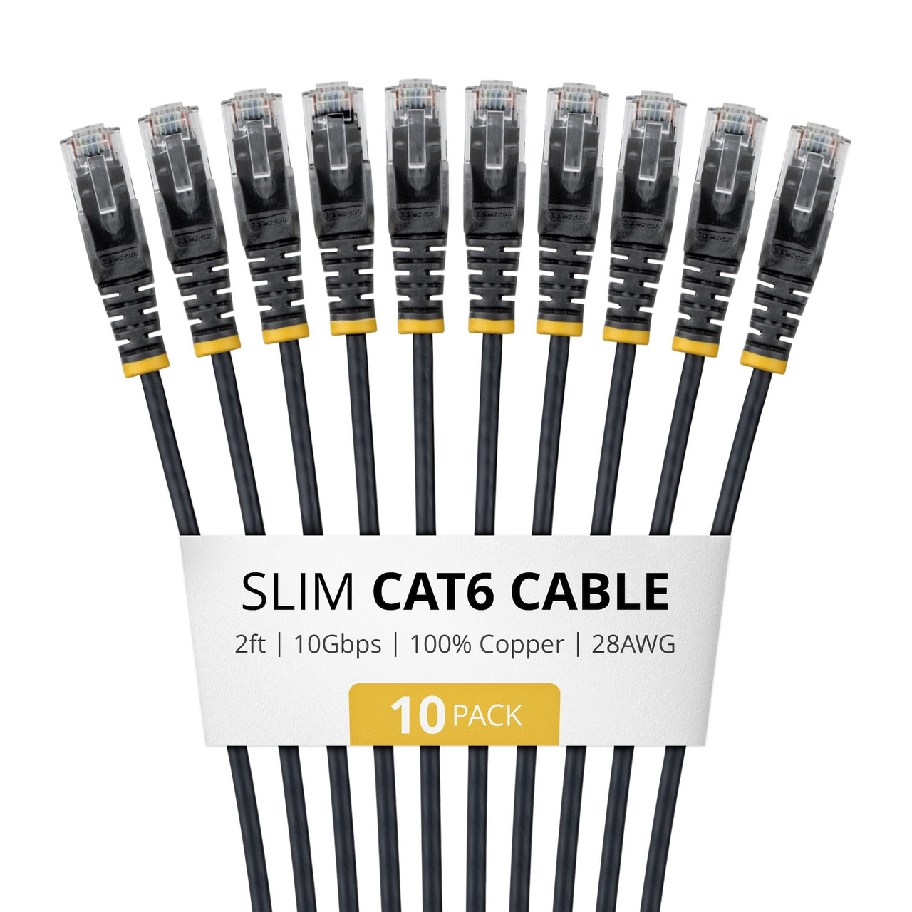 N6PAT2BKS10PK , StarTech.com N6PAT2BKS10PK networking Cable Black 24" (0.609 m) Cat6 U/UTP (UTP)