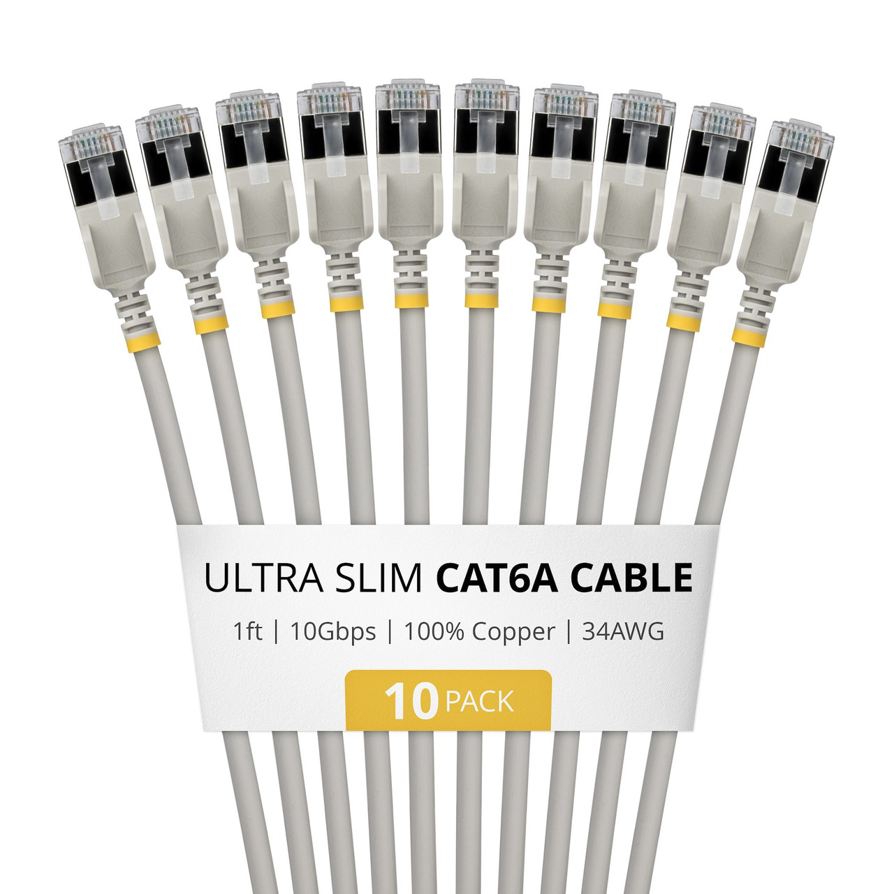 6ASTP34GRS1FT10PK , StarTech.com 6ASTP34GRS1FT10PK networking Cable Gray 12" (0.305 m) Cat6a U/FTP (STP) Round