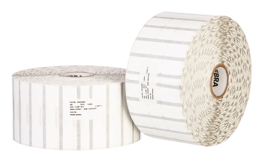 10010066 , Zebra 8000T Jewelry Polypropylene Thermal Transfer Labels, 2.1875 x 0.5 in, 3510 Labels/Roll, 6 Rolls/Case - 10010066