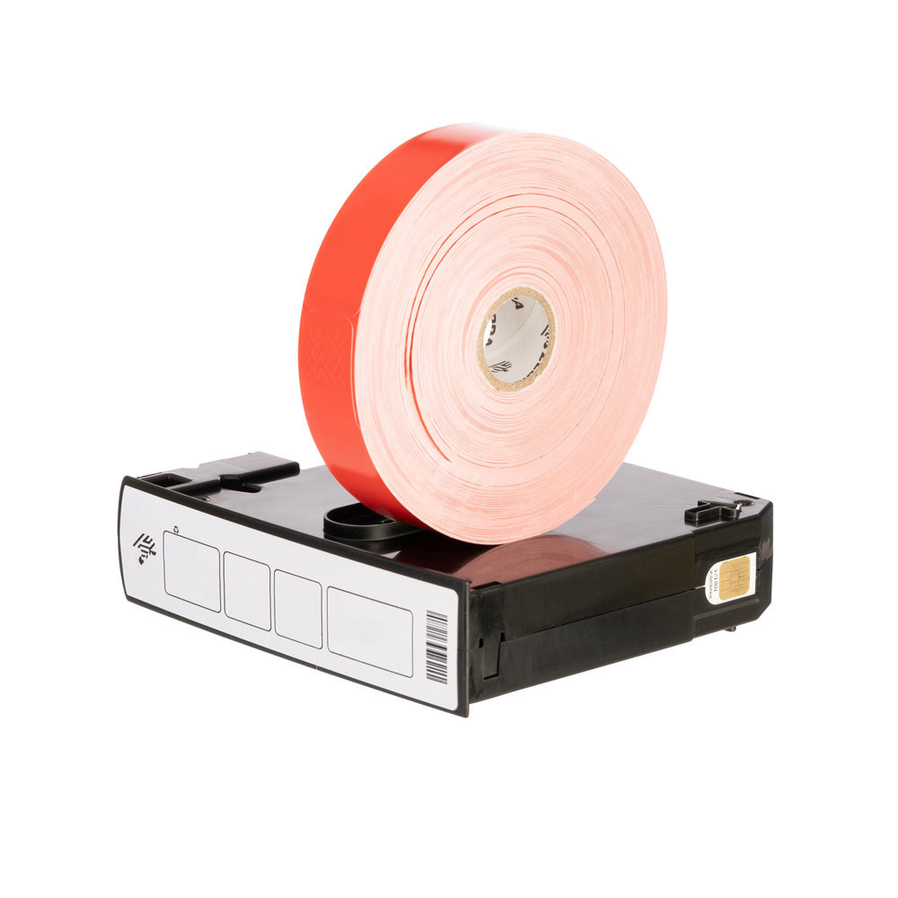 10012713-1K , Zebra Z-Band Fun Direct Thermal Wristband Cartridges, Red, 1" x 10", 350/Cartridge, 6 Cartridges/Case - 10012713-1K