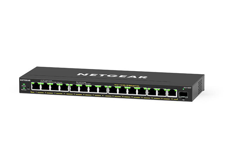 GS316EP-100NAS , NETGEAR GS316EP Managed Gigabit Ethernet (10/100/1000) Power over Ethernet (PoE) Black - GS316EP-100NAS