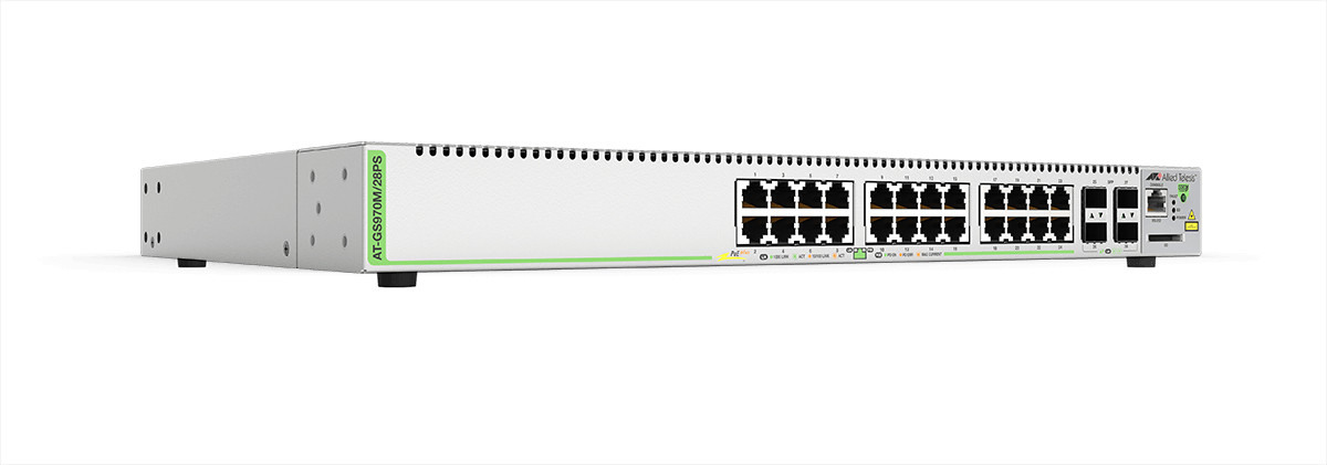 ATGS970M28PS10 , Allied Telesis GS970M/28PS Managed L3 Gigabit Ethernet (10/100/1000) Power over Ethernet (PoE) Gray - ATGS970M28PS10