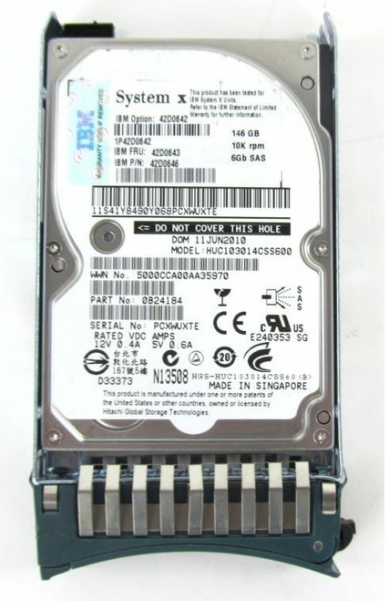 IBM 42D0643 146gb 10000rpm Sas 6gbps 2.5inch Sff Hot Swap Hard Drive With Tray