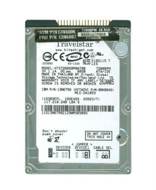 13N6806 IBM 60GB 7200RPM ATA 100 2.5 8MB Cache Hard Drive
