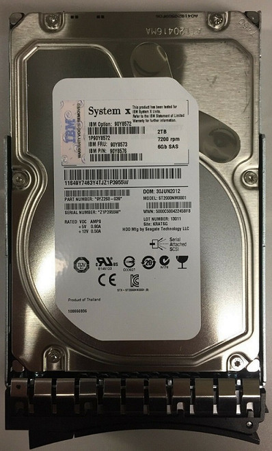 IBM 90Y8573 2tb 7200rpm Sas 6gbps 3.5inch Nearline Gen2 Hot Swap Hard Disk Drive With Tray For Ibm System X