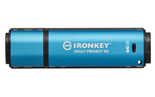 IKVP50/64GB | Kingston Technology IronKey Vault Privacy 50 USB flash drive 64 GB USB Type-A 3.2 Gen 1 (3.1 Gen 1) Black, Blue