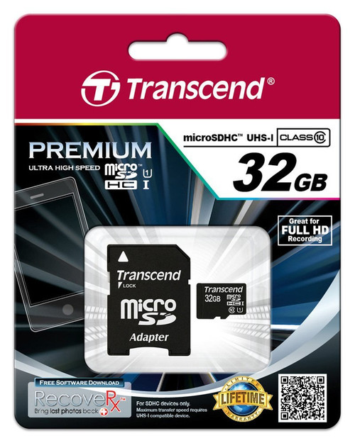 TS32GUSDU1 , Transcend 32GB microSDHC Class 10 UHS-I MLC - TS32GUSDU1