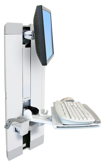 60-609-216 , Ergotron StyleView Vertical Lift, Patient Room 24" Wall White - 60-609-216