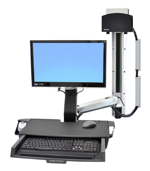 45-272-026 , Ergotron StyleView Sit-Stand Combo System with Worksurface 24" Wall Aluminum - 45-272-026