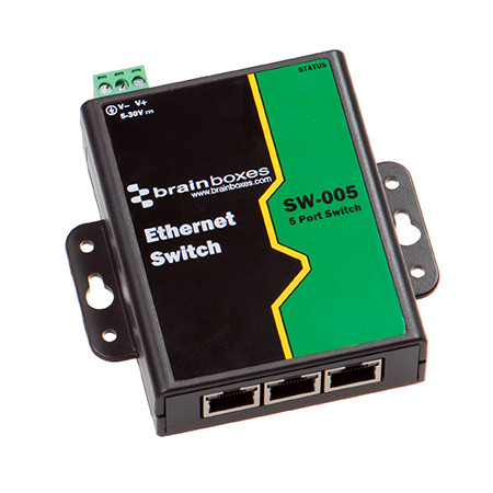 SW-005 , Brainboxes SW-005 network switch Unmanaged Fast Ethernet (10/100) Black, Green