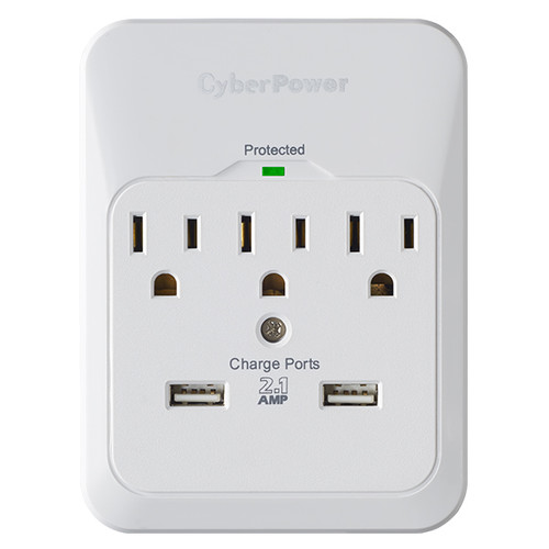 CSP300WUR1 , CyberPower CSP300WUR1 surge protector White 3 AC outlet(s) 125 V