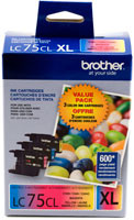 LC753PKS , Brother LC753PKS ink cartridge 3 pc(s) Original High (XL) Yield Cyan, Magenta, Yellow