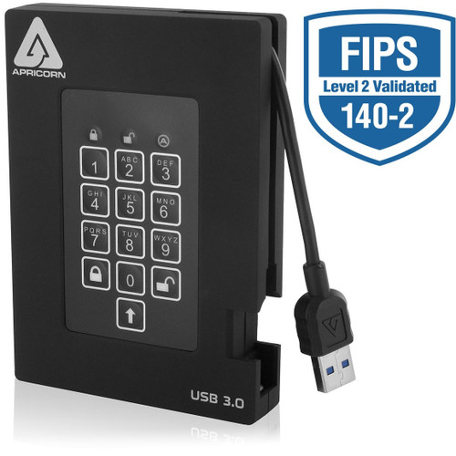 A25-3PL256-2000F , Apricorn Aegis Padlock Fortress external hard drive 2 TB 5400 RPM USB Type-A 3.2 Gen 1 (3.1 Gen 1) Black - A25-3PL256-2000F