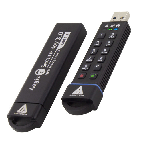ASK3-16GB , Apricorn ASK3 USB flash drive 16 GB USB Type-A 3.2 Gen 2 (3.1 Gen 2) Black - ASK3-16GB