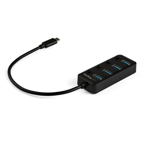 HB30C4AIB , StarTech.com HB30C4AIB interface hub USB 3.2 Gen 1 (3.1 Gen 1) Type-C 5000 Mbit/s Black