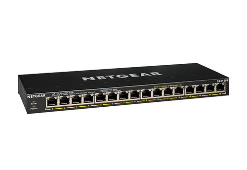 GS316PP-100NAS , NETGEAR GS316PP Unmanaged Gigabit Ethernet (10/100/1000) Power over Ethernet (PoE) Black