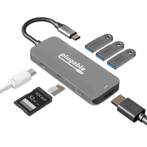 USBC-7IN1 , Plugable Technologies USBC-7IN1 laptop dock/port replicator Wired USB 3.2 Gen 1 (3.1 Gen 1) Type-C Black