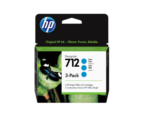 3ED77A , HP 712 3-pack 29-ml Cyan DesignJet Ink Cartridge