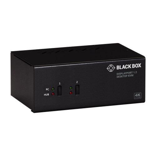 KV6222DP , Black Box 2-PORT DUAL-MONITOR DP 4K 60HZ USB 3.0 HUB AUDIO KVM switch