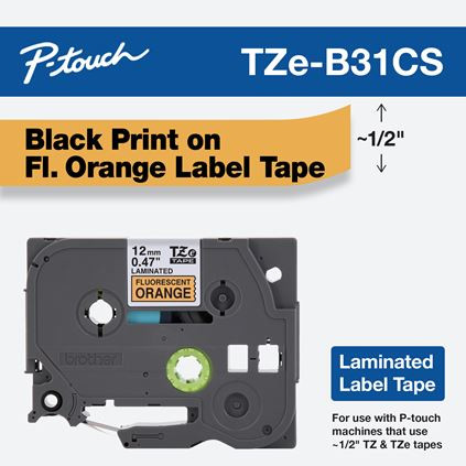 TZEB31CS , Brother TZEB31CS label-making tape Black on fluorescent orange TZe