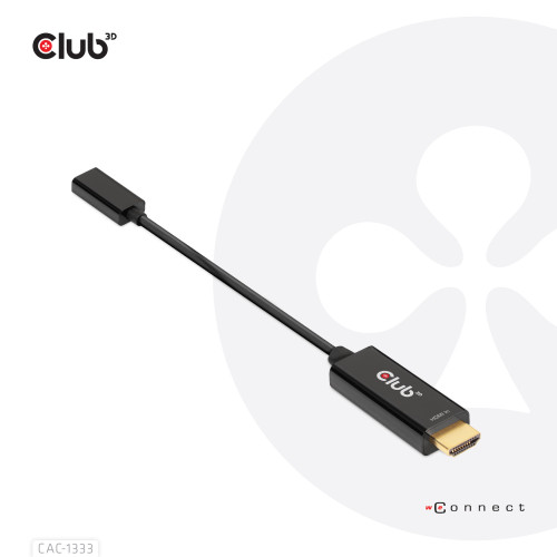 CAC-1333 , CLUB3D CAC-1333 video cable adapter 8.66" (0.22 m) HDMI Type A (Standard) USB Type-C Black
