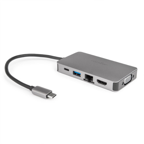 Y10A249-A1 , Rocstor Y10A249-A1 notebook dock/port replicator USB 3.2 Gen 1 (3.1 Gen 1) Type-C Silver
