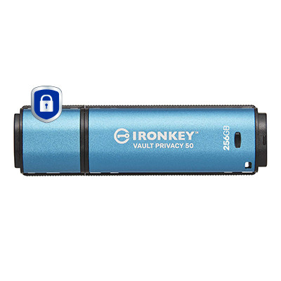 IKVP50/256GB , Kingston Technology IronKey 256GB Vault Privacy 50 AES-256 Encrypted, FIPS 197