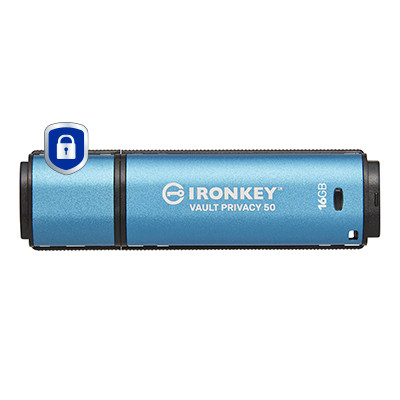 IKVP50/16GB , Kingston Technology IronKey 16GB Vault Privacy 50 AES-256 Encrypted, FIPS 197