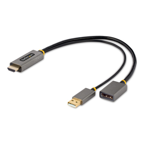 128-HDMI-DISPLAYPORT , StarTech.com 128-HDMI-DISPLAYPORT video cable adapter 11.8" (0.3 m) HDMI Type A (Standard) Black, Gray