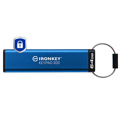 Kingston Technology IronKey 64GB Keypad 200, FIPS 140-3 Lvl 3 AES-256 Hardware Encrypted - IKKP200/64GB