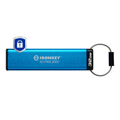 Kingston Technology IronKey 32GB USB-C Keypad 200C, FIPS 140-3 Lvl 3 AES-256 - IKKP200C/32GB