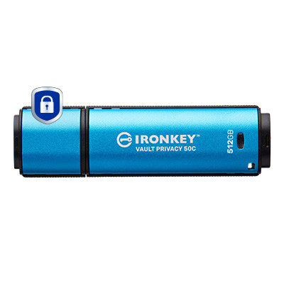 Kingston Technology IronKey 512GB USB-C Vault Privacy 50C AES-256 Encrypted, FIPS 197 - IKVP50C/512GB