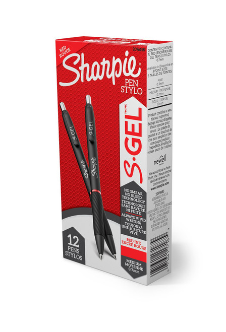 Sharpie S-Gel Retractable gel pen Medium Red 12 pc(s) - 2096158