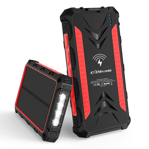 4XEM 4XSOLARPWRRD power bank Lithium-Ion (Li-Ion) 20000 mAh Wireless charging Black, Red