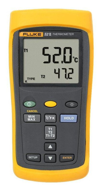 Fluke FLUKE-52-2 60HZ handheld thermometer Yellow, Gray °C, F, K -210 - 1200 °C Built-in display