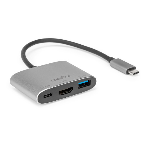 Rocstor USB-C MULTIPORT ADAPTER USB Type-C 5000 Mbit/s Black, Silver - Y10A321-S1
