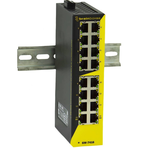 Brainboxes SW-7416 network switch Unmanaged Black, Yellow