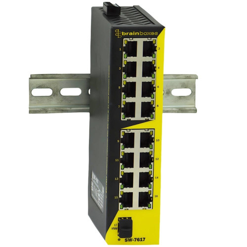 Brainboxes SW-7617 network switch Unmanaged Fast Ethernet (10/100) Black, Yellow