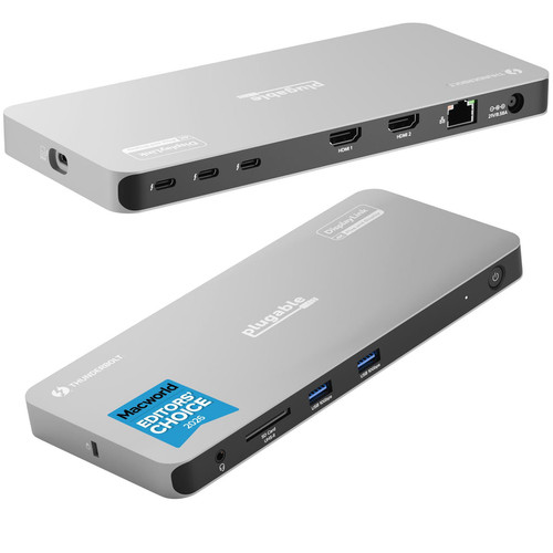 Plugable Technologies TBT-6950PD laptop dock/port replicator Wired Thunderbolt 4 Gray