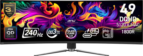 MSI MPG 491CQPX QD-OLED computer monitor 49" 5120 x 1440 pixels Dual QHD Black - MPG491CQPXQDOLED