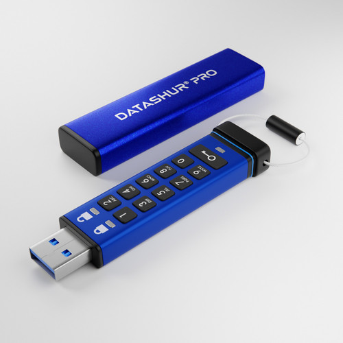 iStorage datAshur Pro USB flash drive 4 GB USB Type-A 3.2 Gen 1 (3.1 Gen 1) Blue - IS-FL-DA3-256-4