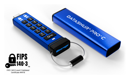iStorage datAshur PRO+C USB flash drive 256 GB USB Type-C 3.2 Gen 1 (3.1 Gen 1) Blue - IS-FL-DA3C-256-256