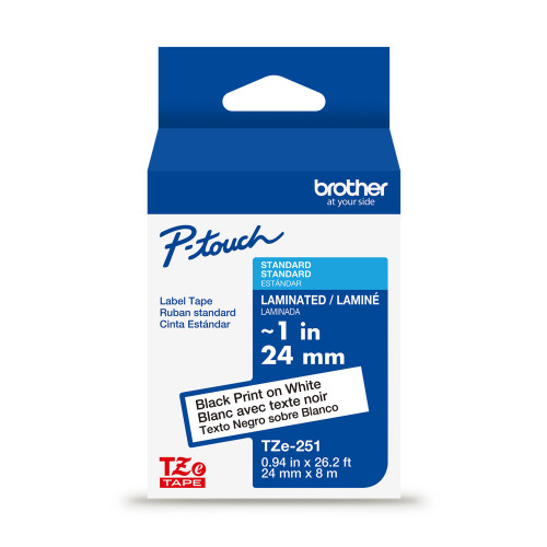 Brother TZe-251G label-making tape Black on white - TZE251G