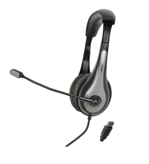 2AE3-9GRYUS-B32 , Avid AE-39 Headset Head-band USB Type-A Black, Gray