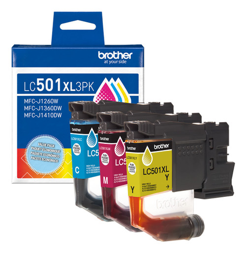 Brother LC501XL3PKS ink cartridge 3 pc(s) Original High (XL) Yield Cyan, Magenta, Yellow , LC501XL3PKS