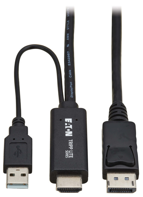 Eaton P567-01M-4K6 video cable adapter 39.4" (1 m) DisplayPort + USB Type-A HDMI Black , P567-01M-4K6