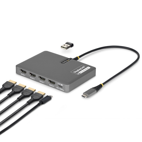StarTech.com QUAD-USB-HDMI-ADAPT laptop dock/port replicator Wired USB 3.2 Gen 1 (3.1 Gen 1) Type-C Gray , QUAD-USB-HDMI-ADAPT