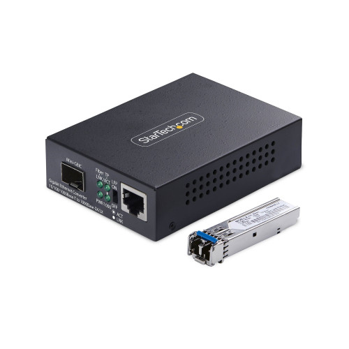 StarTech.com MCM1110SMLC20 network media converter 2000 Mbit/s 1310 nm Single-mode Black , MCM1110SMLC20